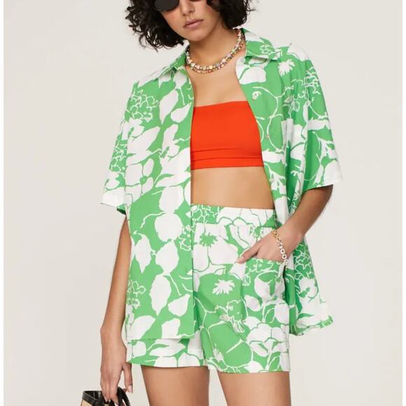 Rails Green Hawaiian Shirt Button Down Top MEDIUM Boxy Oversize Coconutgirl $188 - Picture 1 of 11
